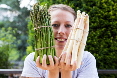 Woman with Asparagus Types