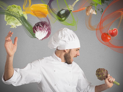 Chef with Artichoke singing